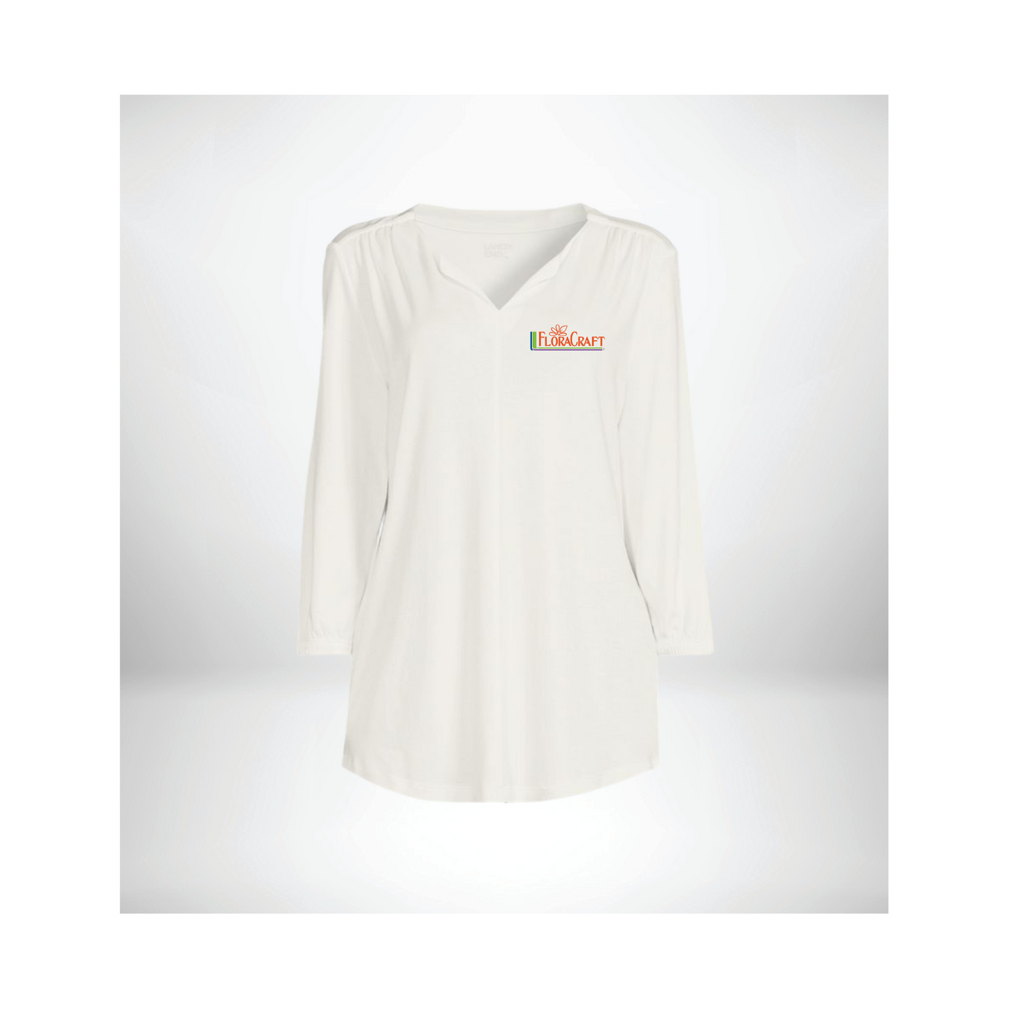 Woman's Three Quarter Sleeve Split Neck Tunic