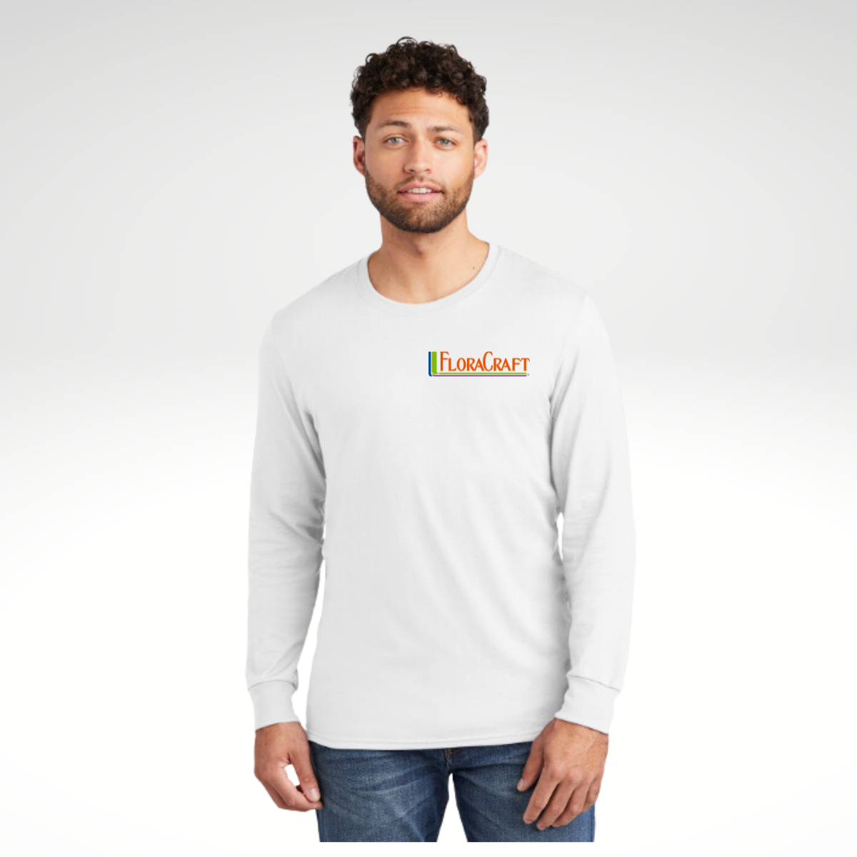 JERZEES® Premium Blend Ring Spun Long Sleeve T-Shirt in White - Embroidery