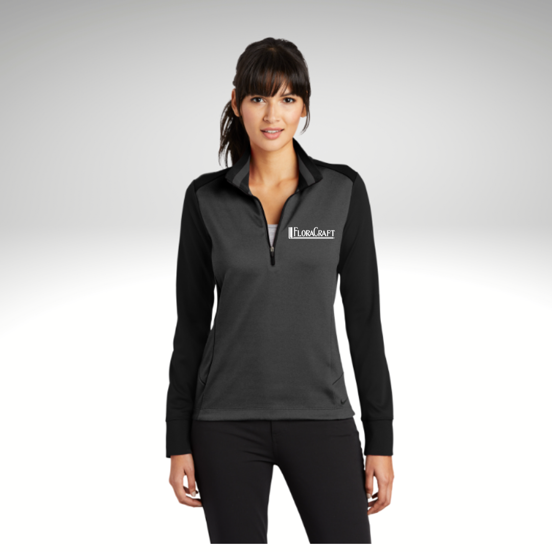 Nike Ladies Dri-FIT 1/2-Zip Cover-Up in Anthracite Heather/ Black - Embroidery