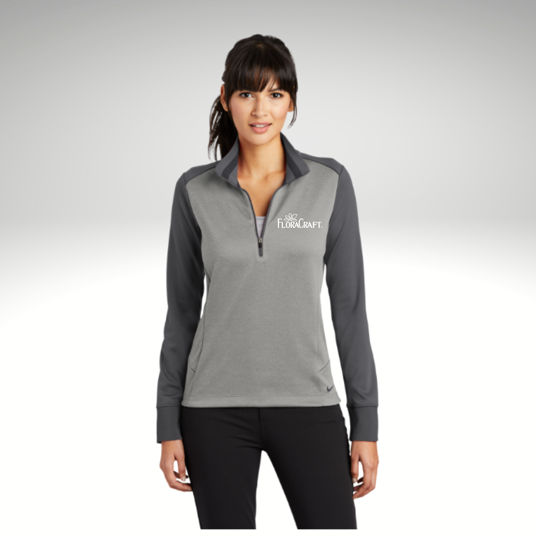 Nike Ladies Dri-FIT 1/2-Zip Cover-Up in Athletic Grey Heather/ Dark Grey - Embroidery
