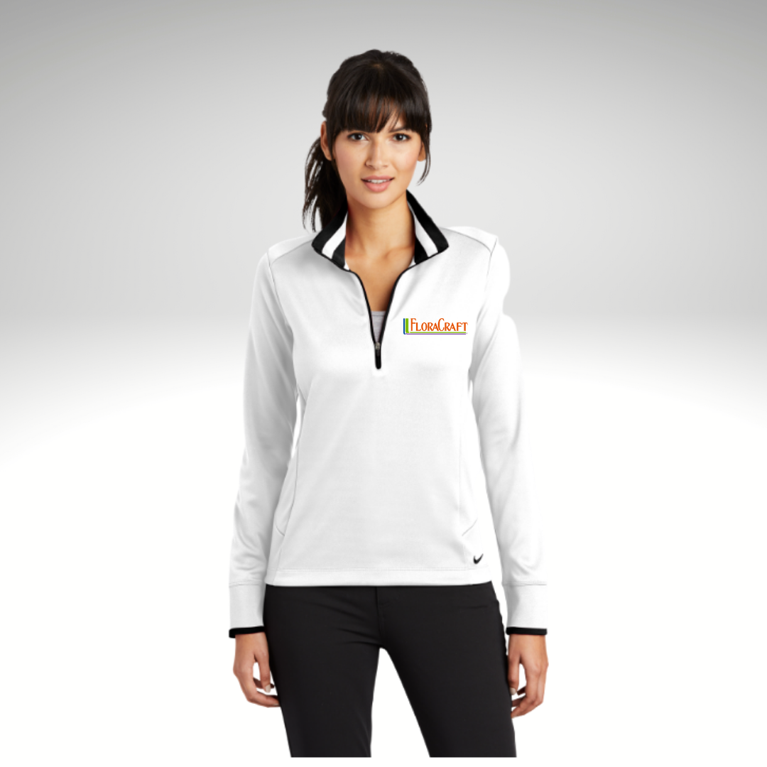 Nike Ladies Dri-FIT 1/2-Zip Cover-Up in White/ Black - Heat Seal