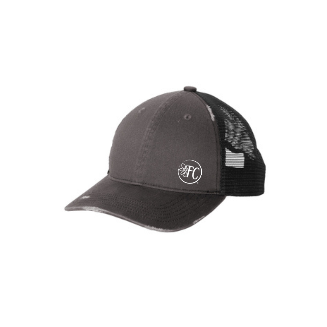 Port Authority® Distressed Mesh Back Cap in Grey Steel / Black