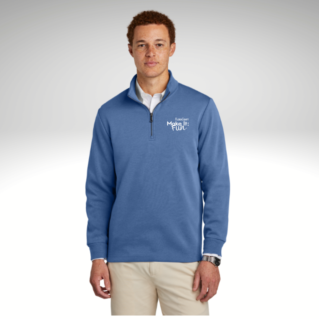 Brooks Brothers® Double-Knit 1/4-Zip in Charter Blue - Embroidery