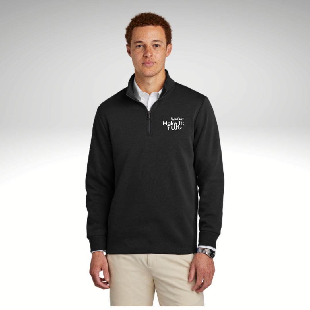 Brooks Brothers® Double-Knit 1/4-Zip in Deep Black - Embroidery