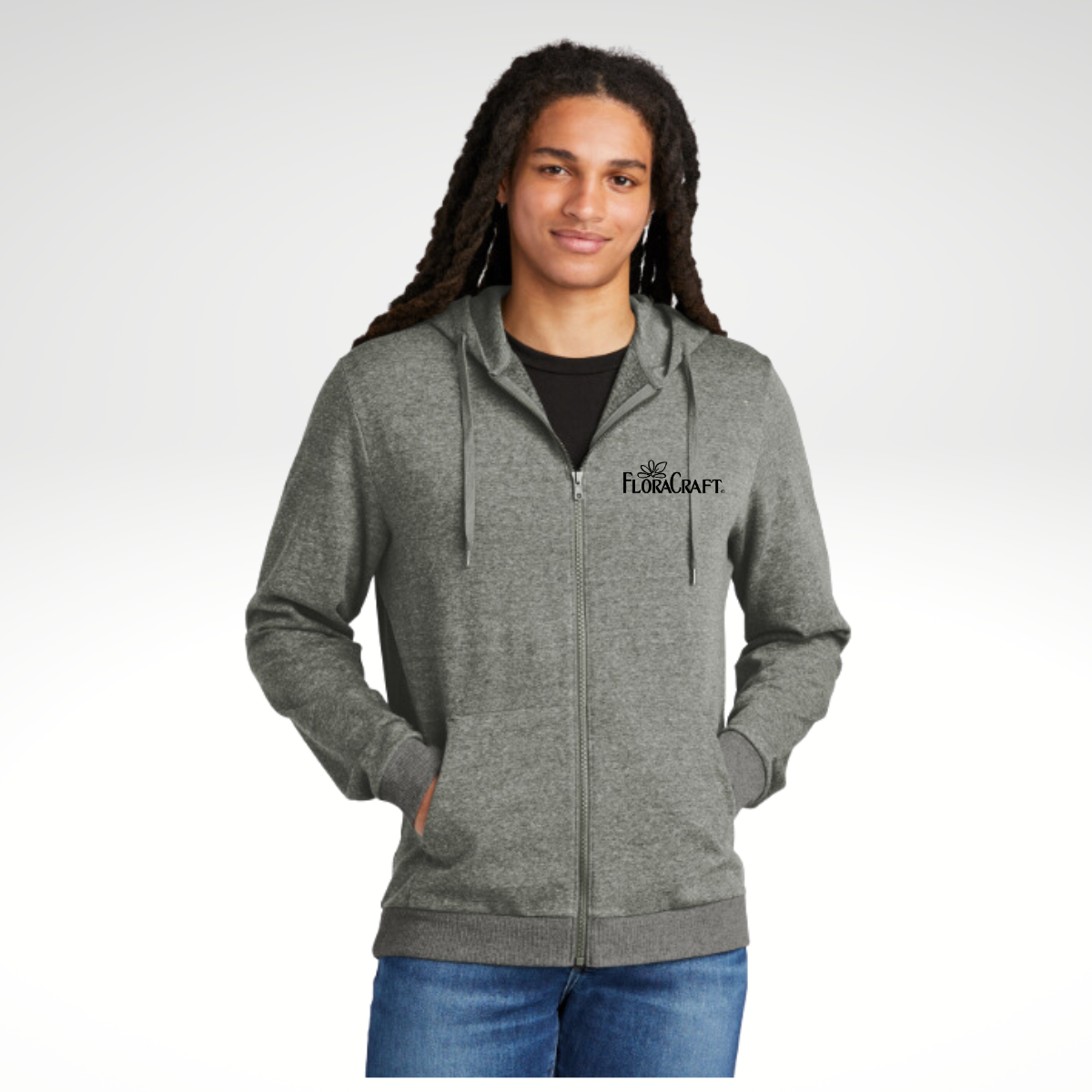 District® Perfect Tri® Fleece Full-Zip Hoodie in Heathered Charcoal - Heat Seal
