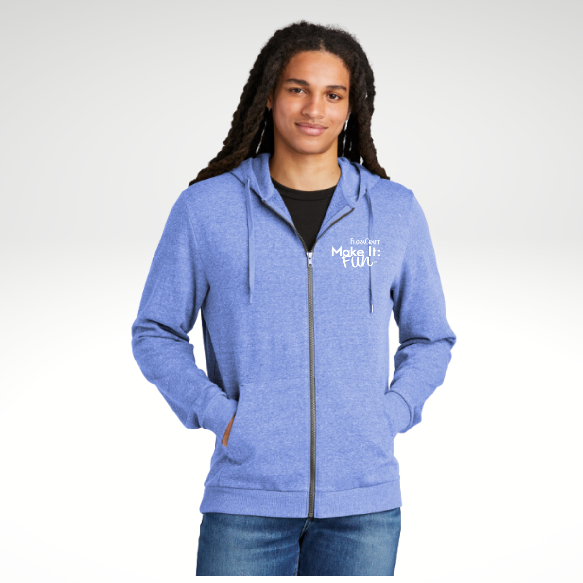 District® Perfect Tri® Fleece Full-Zip Hoodie in Royal Frost - Heat Seal