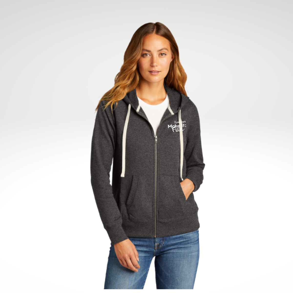 District® Women's Re-Fleece™ Full-Zip Hoodie in Charcoal Heather - Heat Seal