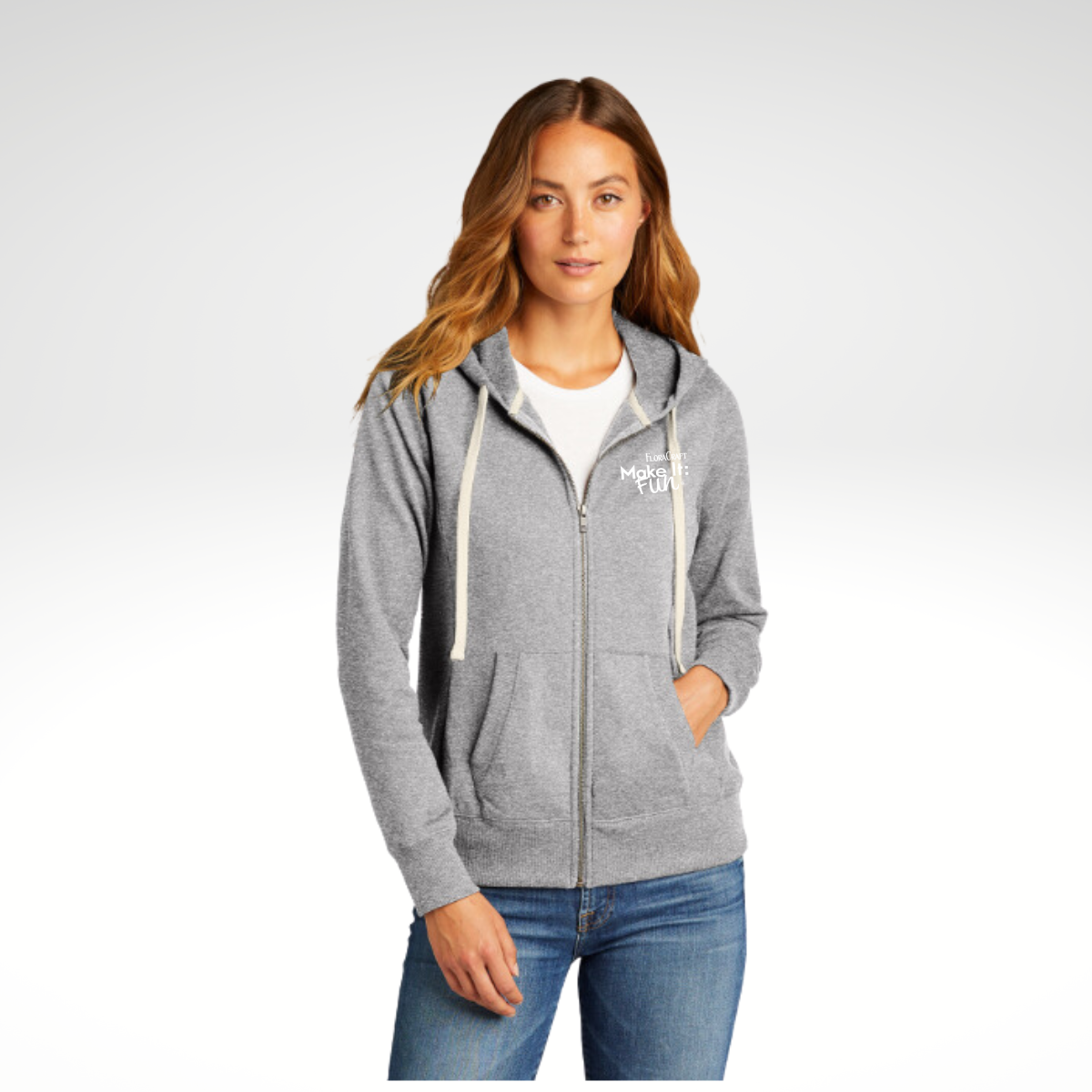 District® Women's Re-Fleece™ Full-Zip Hoodie in Light Heather Grey - Heat Seal
