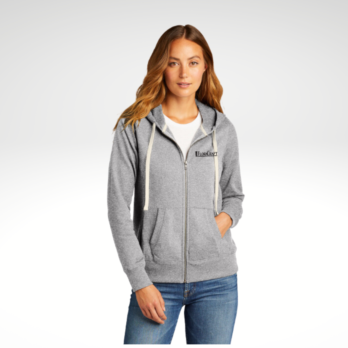 District® Women's Re-Fleece™ Full-Zip Hoodie in Light Heather Grey - Heat Seal