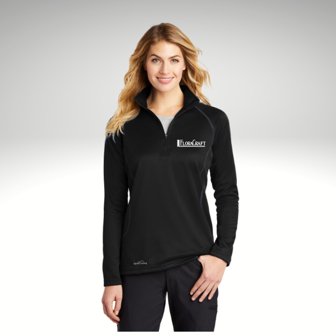 Eddie Bauer® Ladies Smooth Fleece 1/2-Zip in Black - Embroidery
