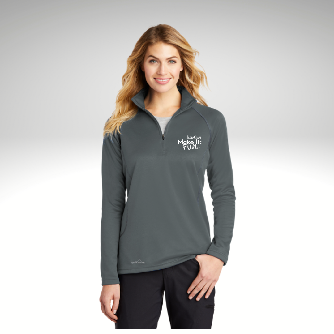 Eddie Bauer® Ladies Smooth Fleece 1/2-Zip in Iron Gate - Heat Seal