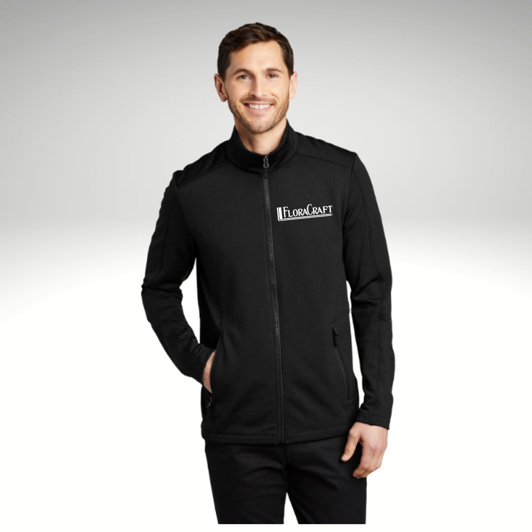 Port Authority® Grid Fleece Jacket in Deep Black - Embroidery