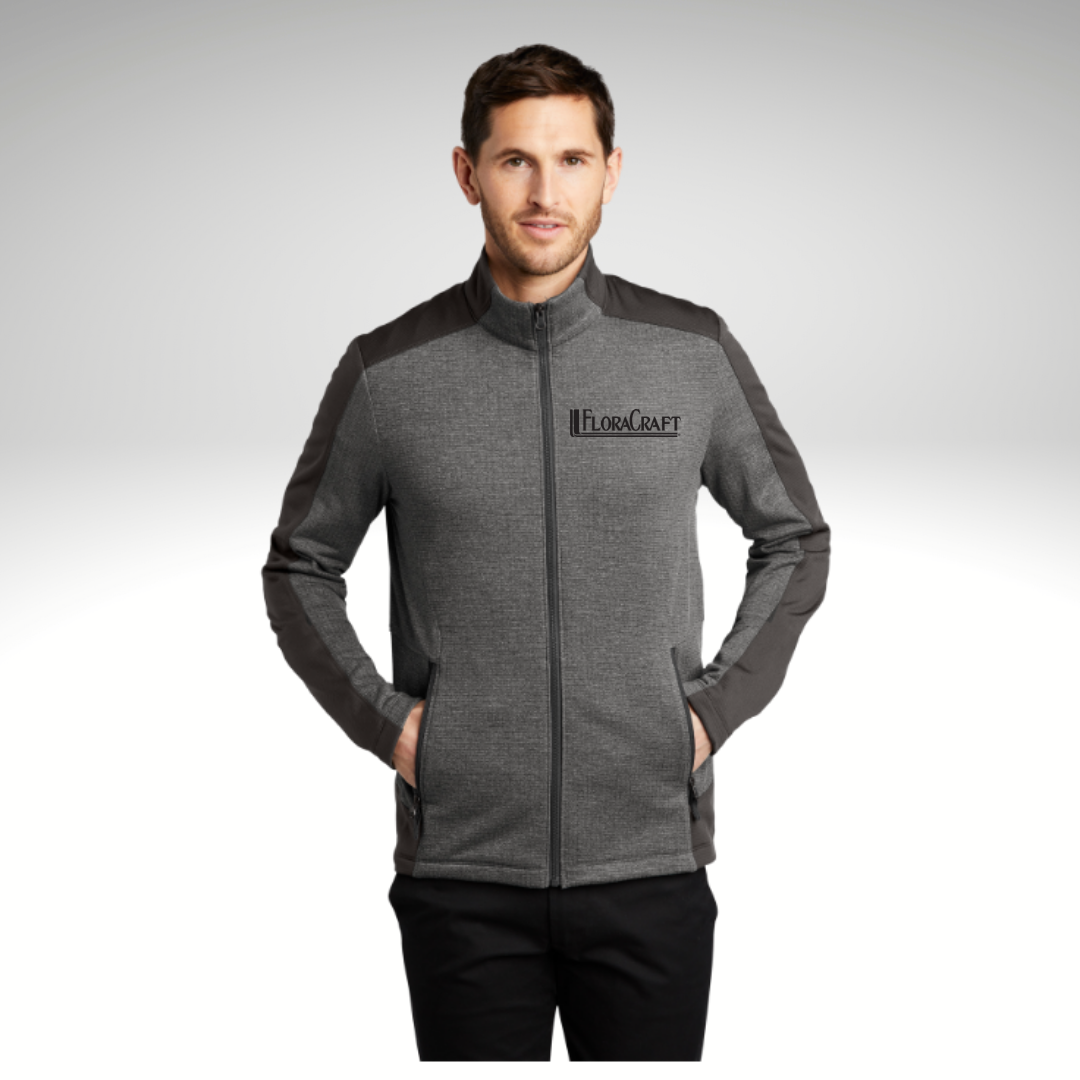 Port Authority® Grid Fleece Jacket in Grey Smoke Heather / Grey Smoke - Embroidery