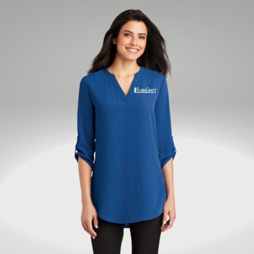 Port Authority ® Ladies 3/4-Sleeve Tunic Blouse - True Blue - Heat Seal