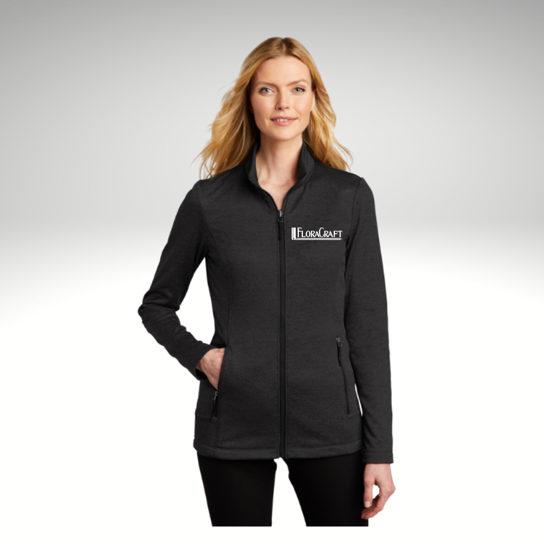 Port Authority® Ladies Collective Striated Fleece Jacket in Black - Heat Seal