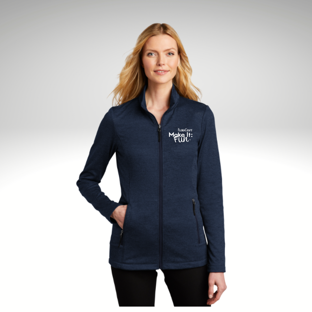 Port Authority® Ladies Collective Striated Fleece Jacket in River Blue Navy - Heat Seal