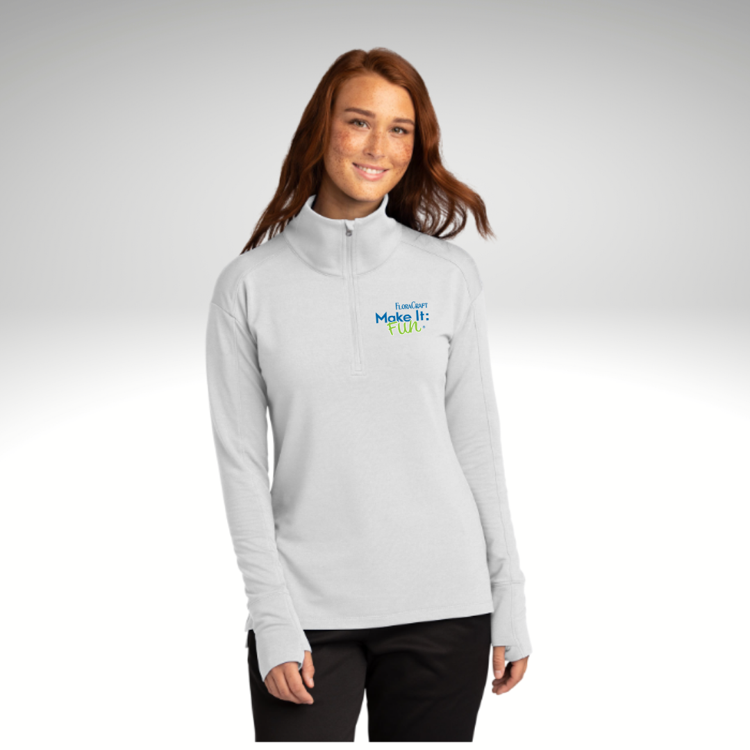 Sport-Tek ® Ladies Sport-Wick ® Flex Fleece 1/4-Zip in White - Embroidery