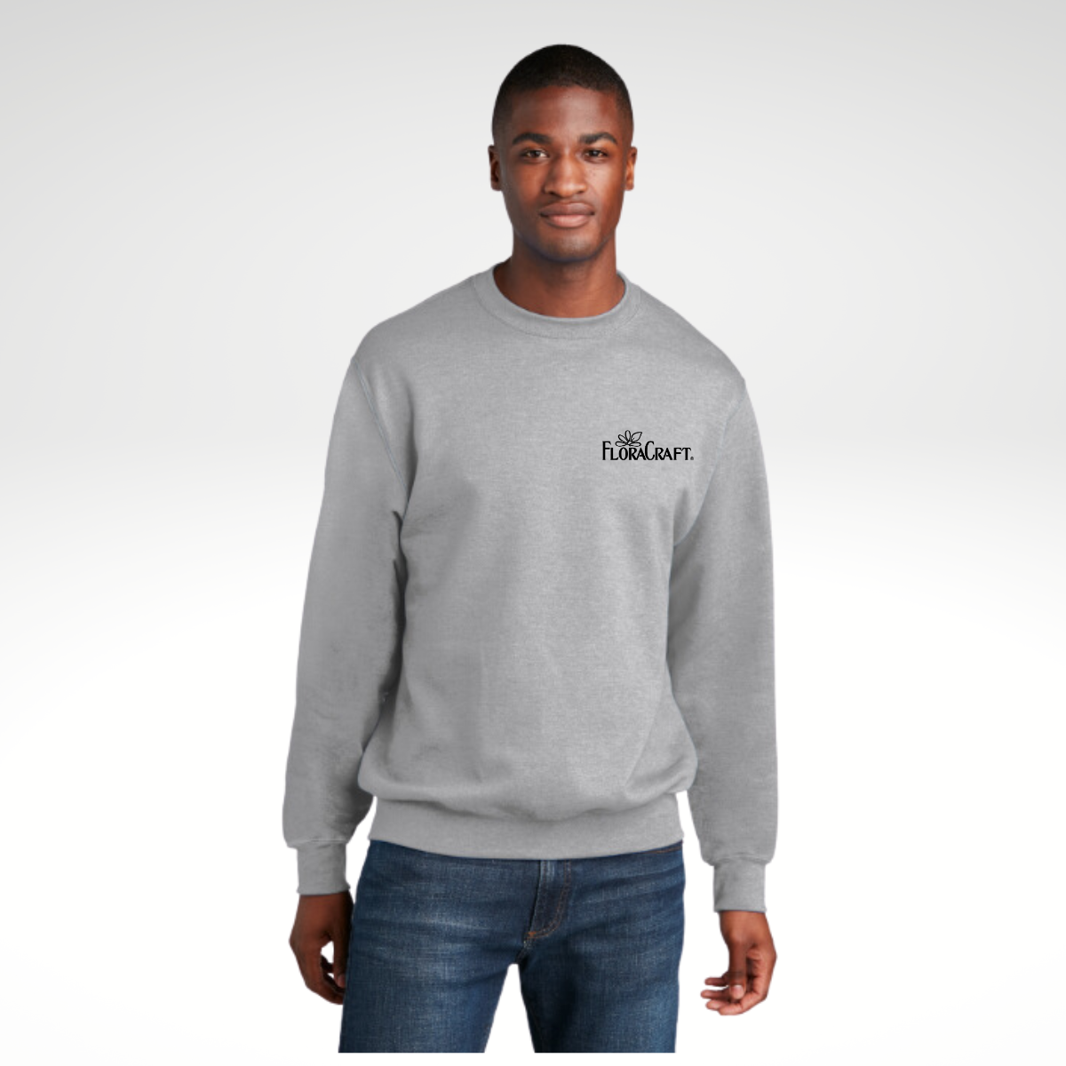 Port & Company® Core Fleece Crewneck Sweatshirt in Ash - Embroidery
