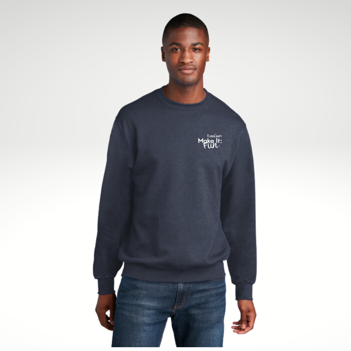 Port & Company® Core Fleece Crewneck Sweatshirt in Heather Navy - Embroidery