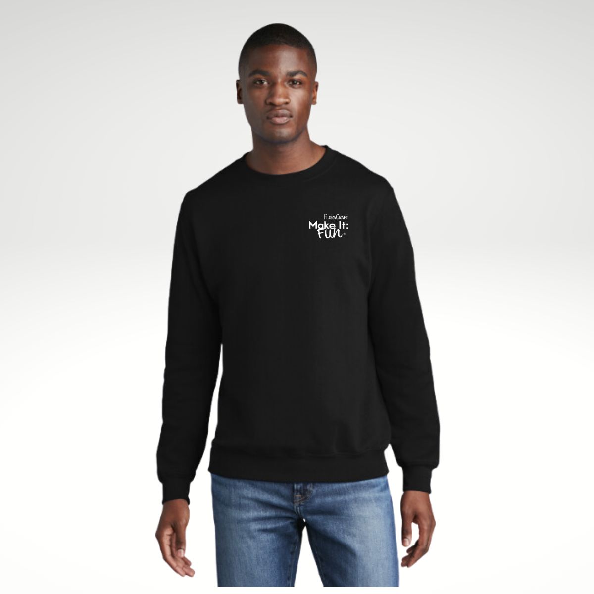 Port & Company® Core Fleece Crewneck Sweatshirt in Jet Black - Embroidery