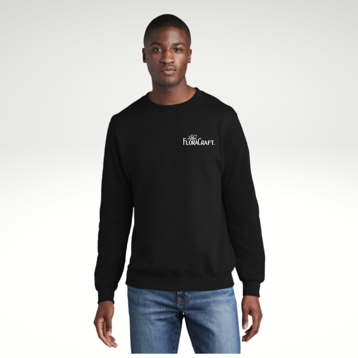 Port & Company® Core Fleece Crewneck Sweatshirt in Jet Black - Embroidery