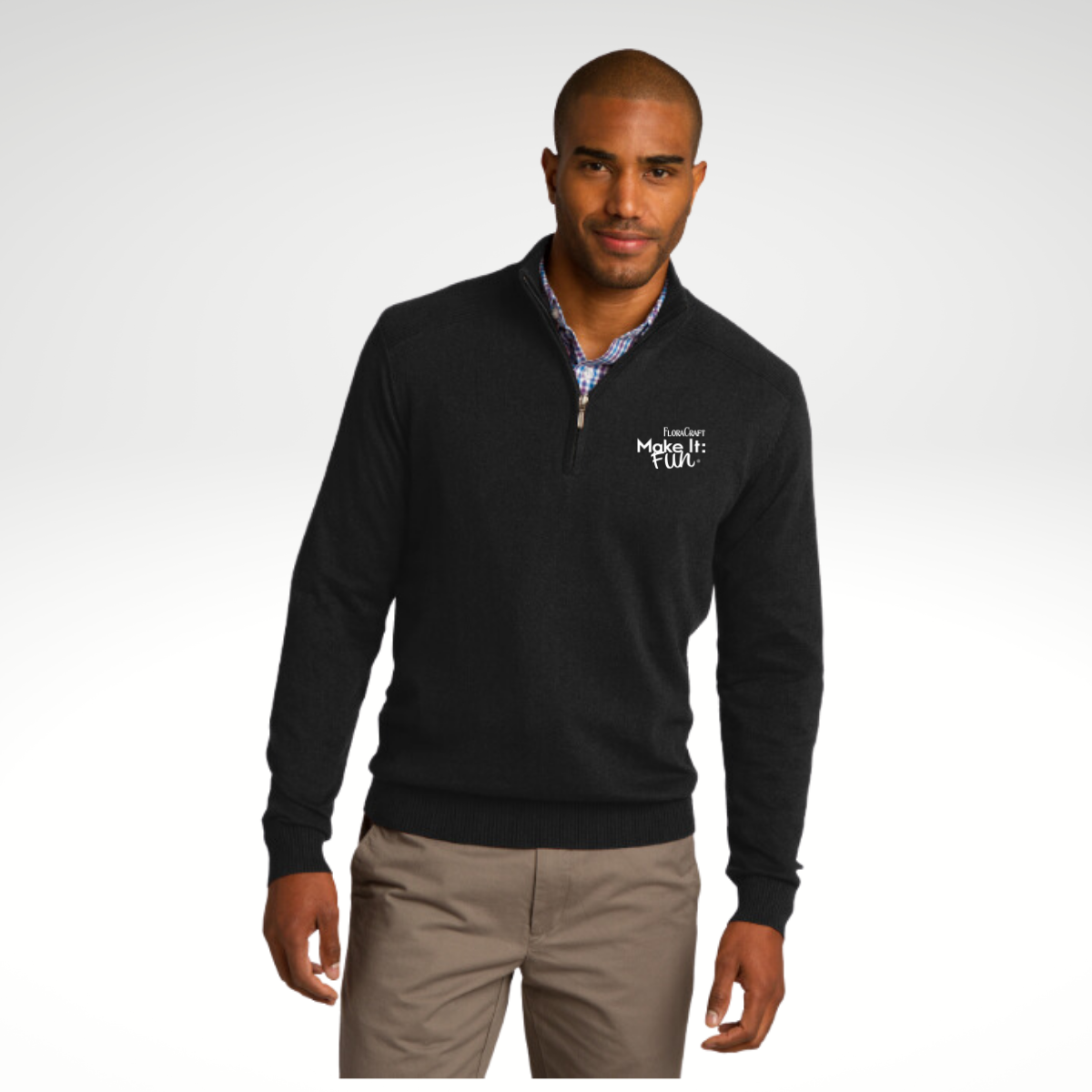Port Authority® 1/2-Zip Sweater in Black - Embroidery
