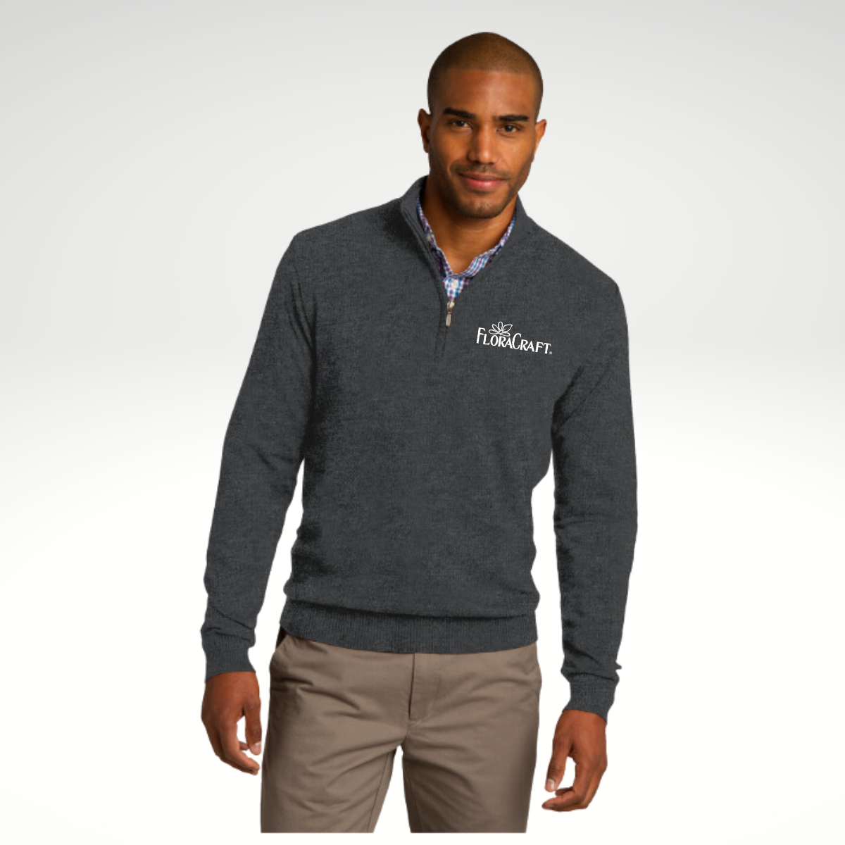 Port Authority® 1/2-Zip Sweater in Charcoal Heather - Embroidery