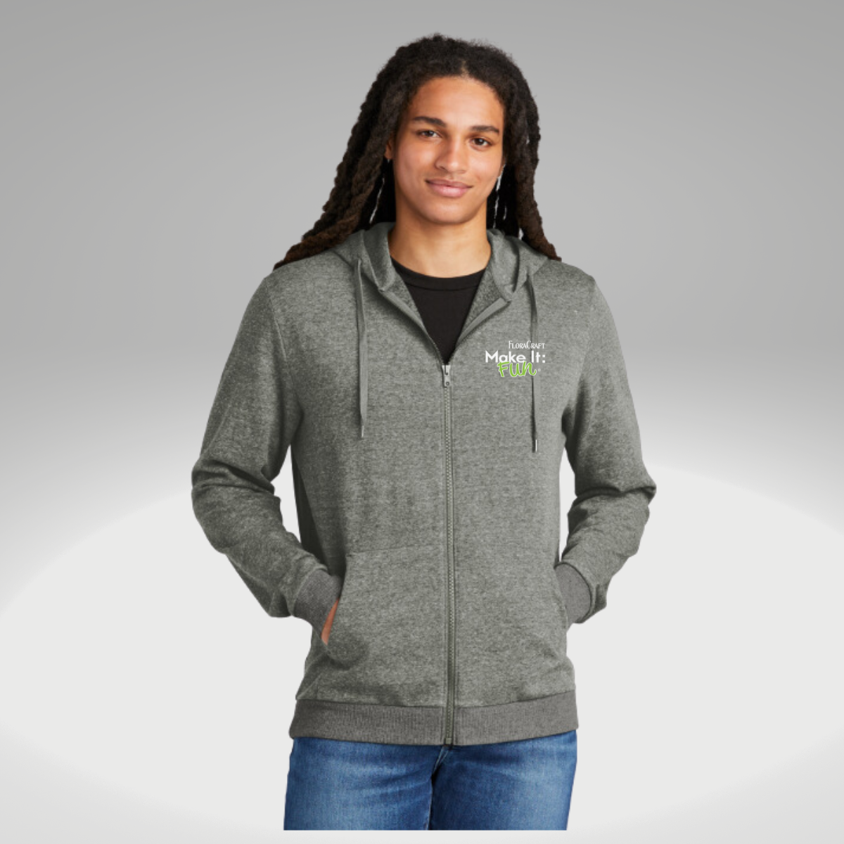 District® Perfect Tri® Fleece Full-Zip Hoodie in Heathered Charcoal - Heat Seal