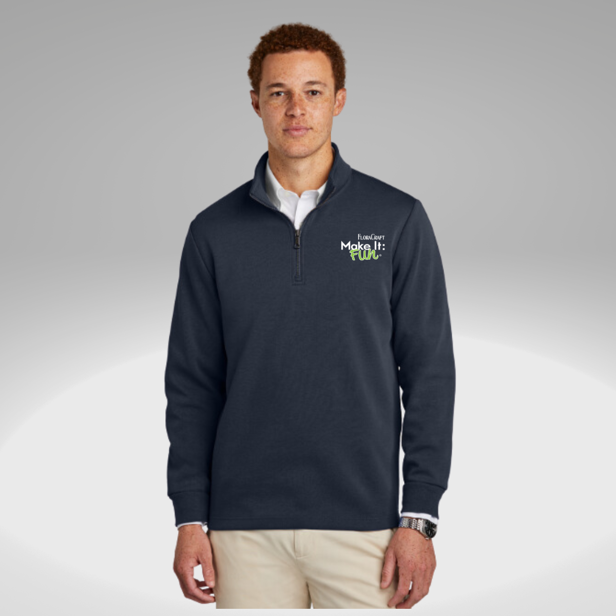 Brooks Brothers® Double-Knit 1/4-Zip in Night Navy - Heat Seal