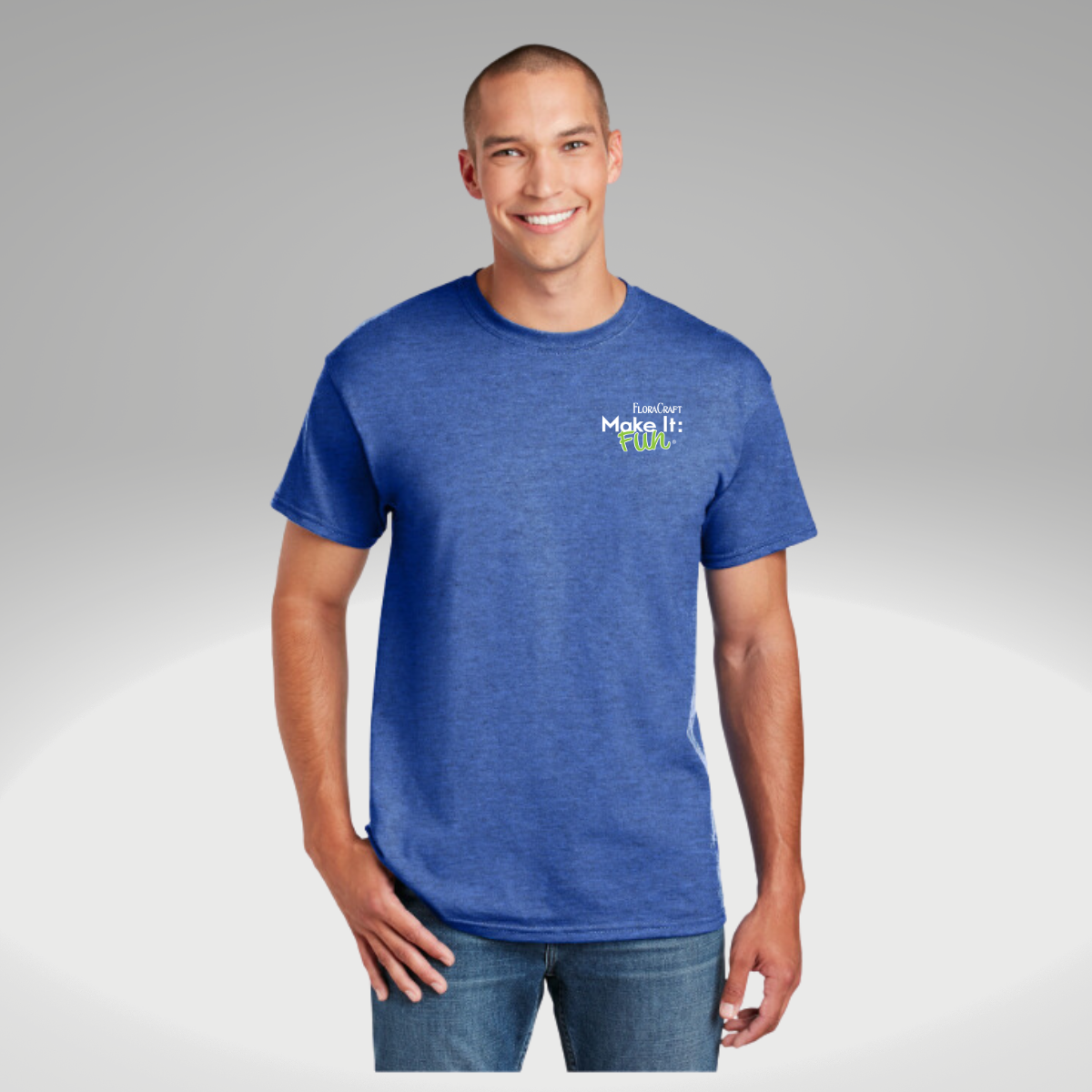 Gildan® DryBlend 50/50 T-Shirt in Heather Royal - Embroidery