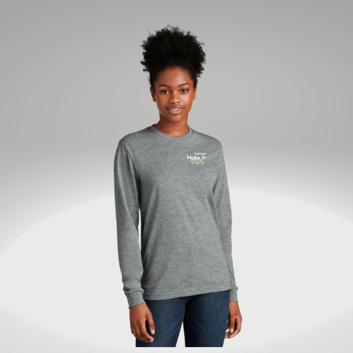 Next Level Apparel® Unisex CVC Long Sleeve Tee in Dark Heather Grey - Embroidery