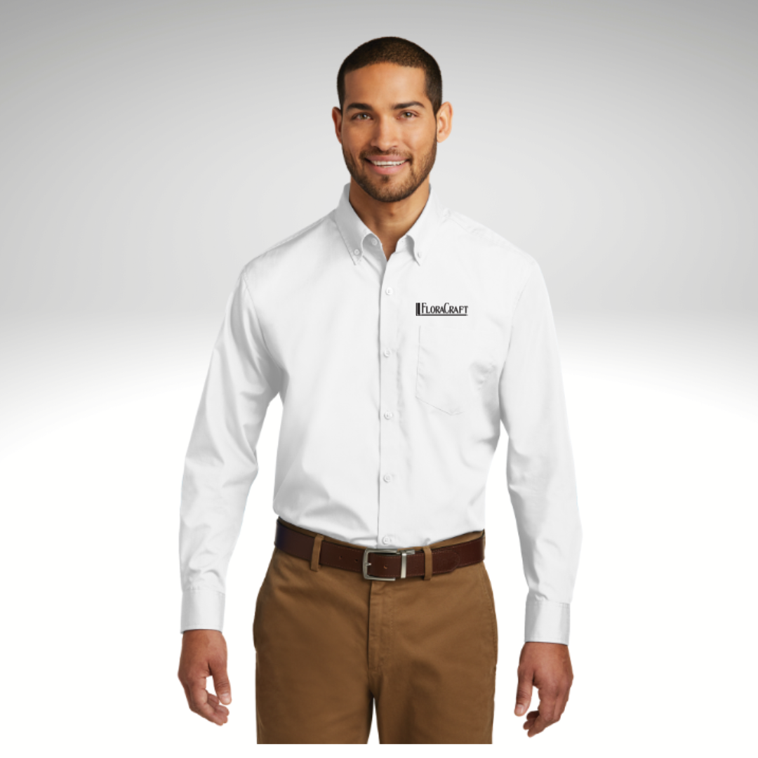 Port Authority® Long Sleeve Carefree Poplin Shirt in White - Heat Seal