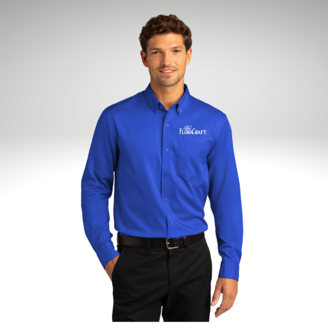 Port Authority® Long Sleeve SuperPro React™ Twill Shirt in True Royal - Embroidery