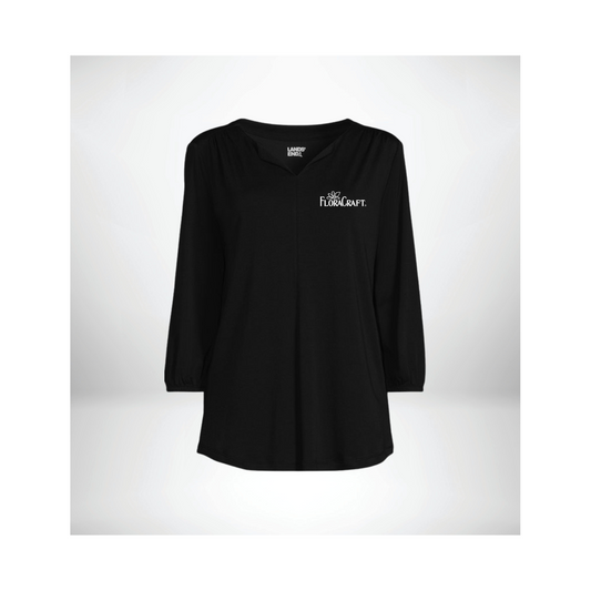 Woman's Three Quarter Sleeve Split Neck Tunic