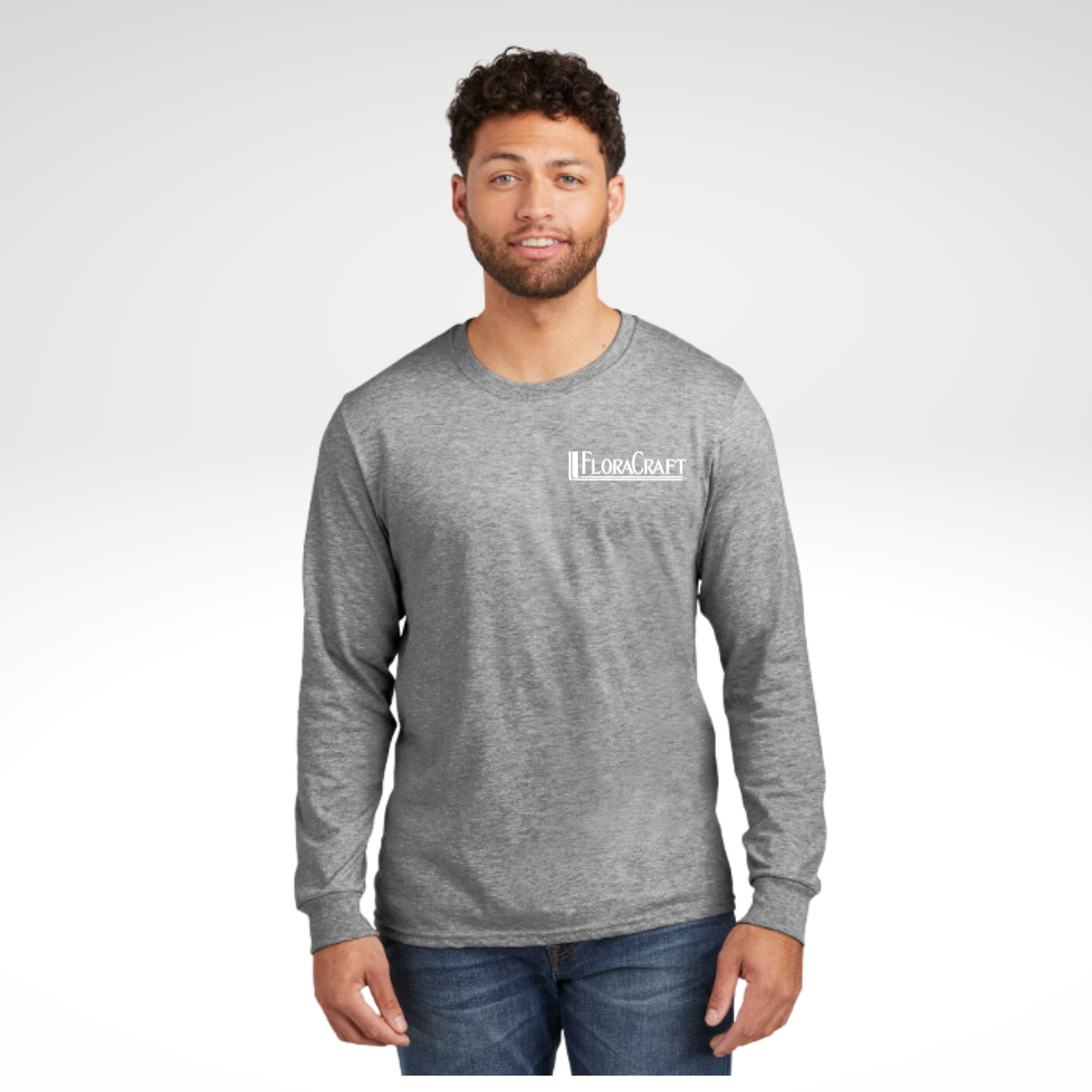 JERZEES® Premium Blend Ring Spun Long Sleeve T-Shirt in Oxford - Embroidery
