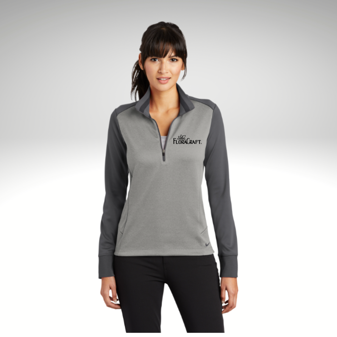 Nike Ladies Dri-FIT 1/2-Zip Cover-Up in Athletic Grey Heather/ Dark Grey - Embroidery