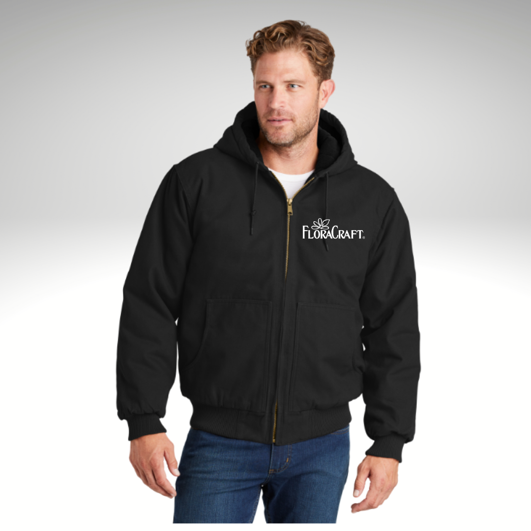 CornerStone® Washed Duck Cloth Insulated Hooded Work Jacket in Black