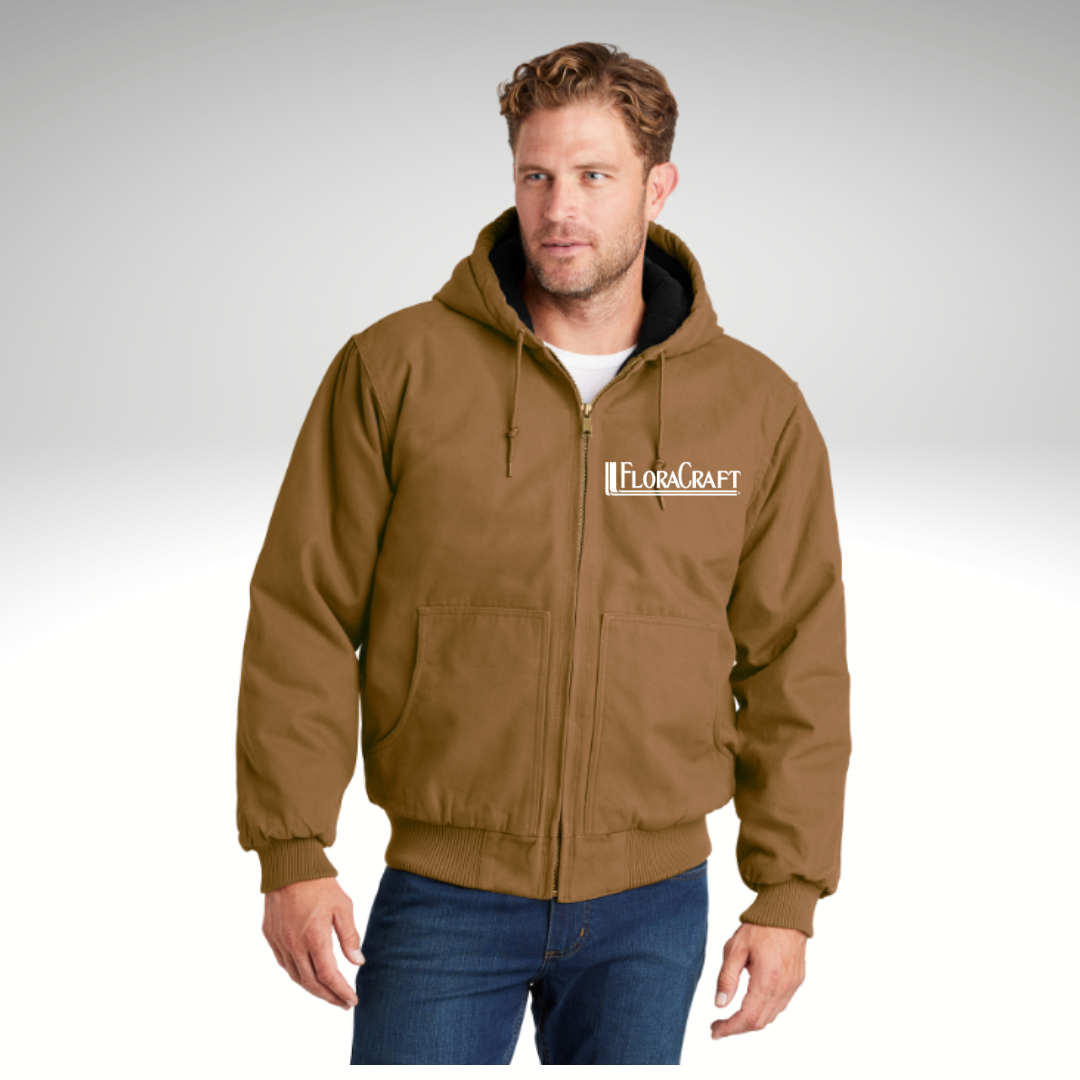 CornerStone® Washed Duck Cloth Insulated Hooded Work Jacket in Duck Brown - Heat Seal