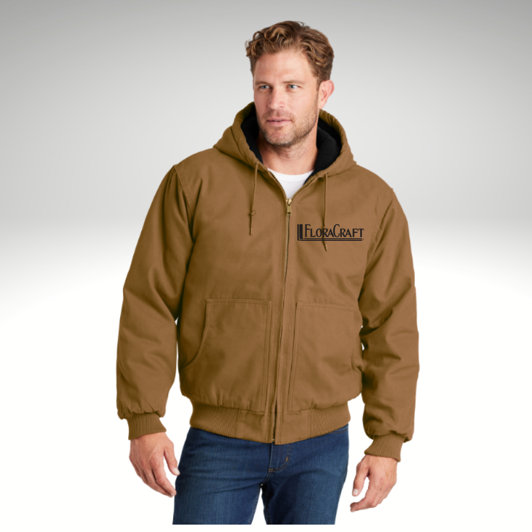 CornerStone® Washed Duck Cloth Insulated Hooded Work Jacket in Duck Brown - Heat Seal