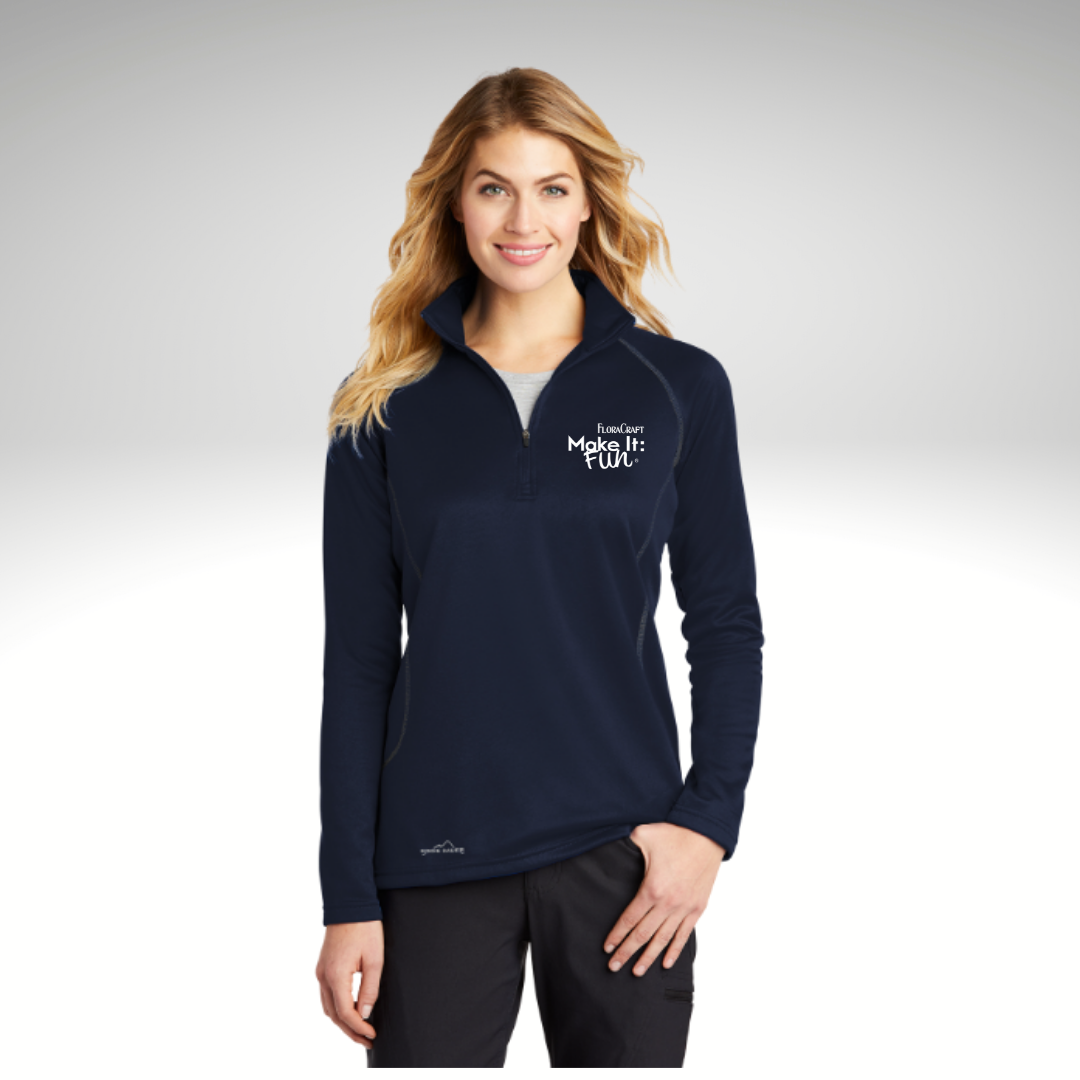 Eddie Bauer® Ladies Smooth Fleece 1/2-Zip in River Blue Navy - Heat Seal