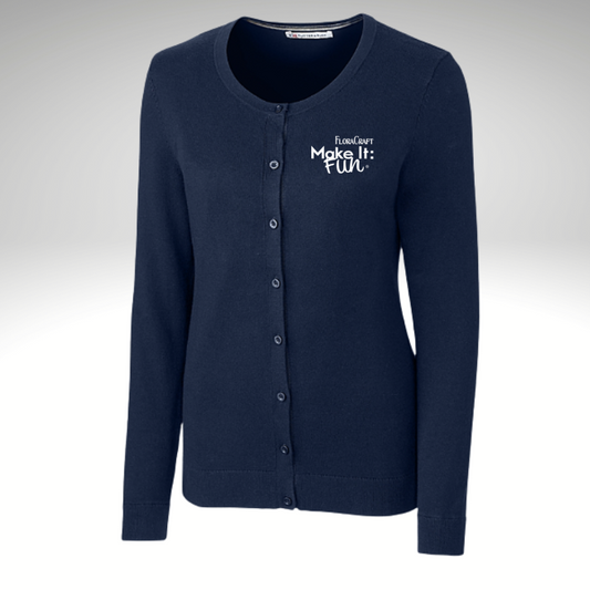 Cutter & Buck Women's Lakemont Cardigan Sweater in Liberty Navy - Embroidery