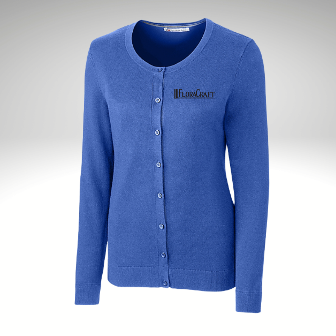 Cutter & Buck Women's Lakemont Cardigan Sweater in Tour Blue - Embroidery