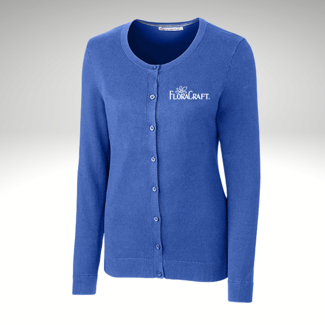 Cutter & Buck Women's Lakemont Cardigan Sweater in Tour Blue - Embroidery