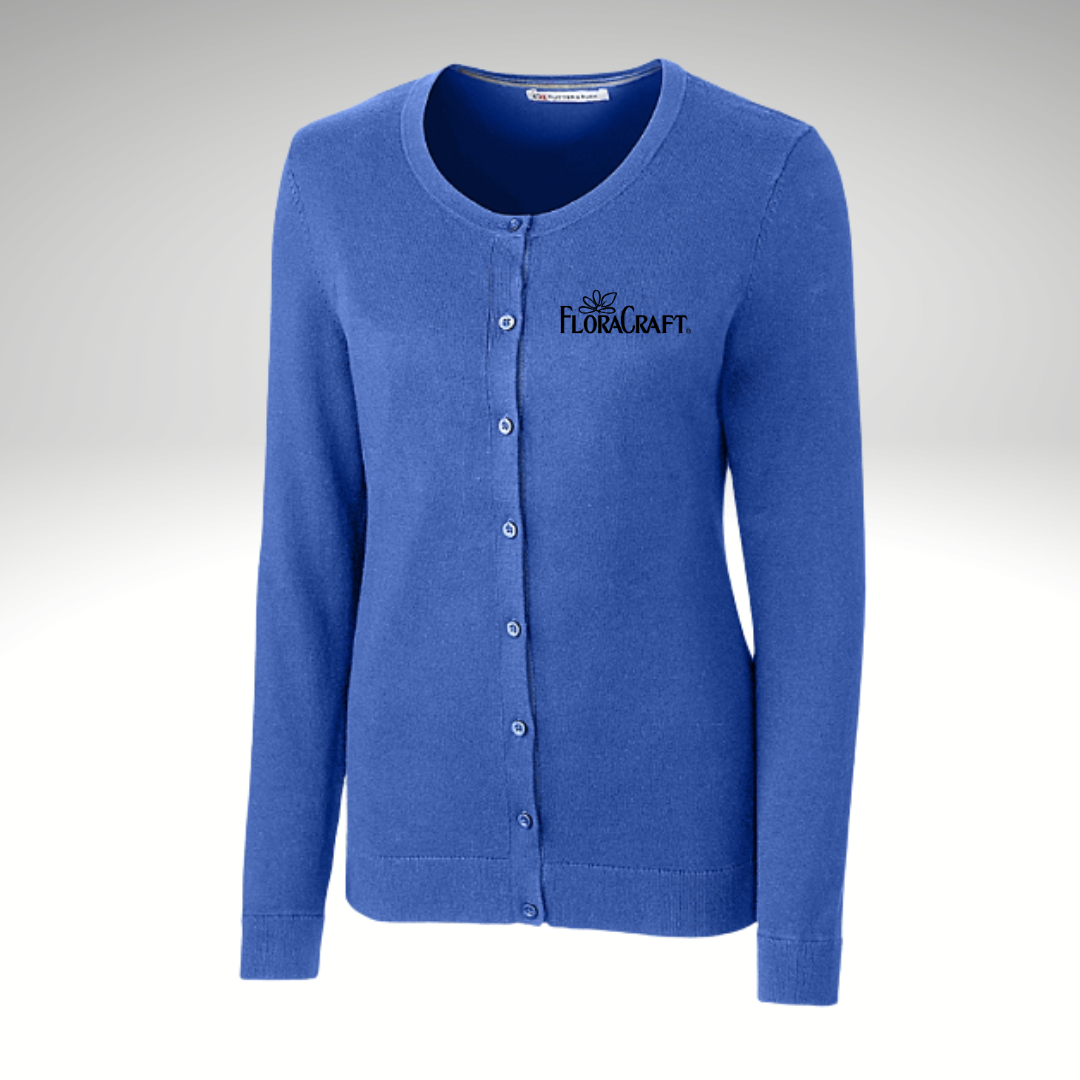 Cutter & Buck Women's Lakemont Cardigan Sweater in Tour Blue - Embroidery