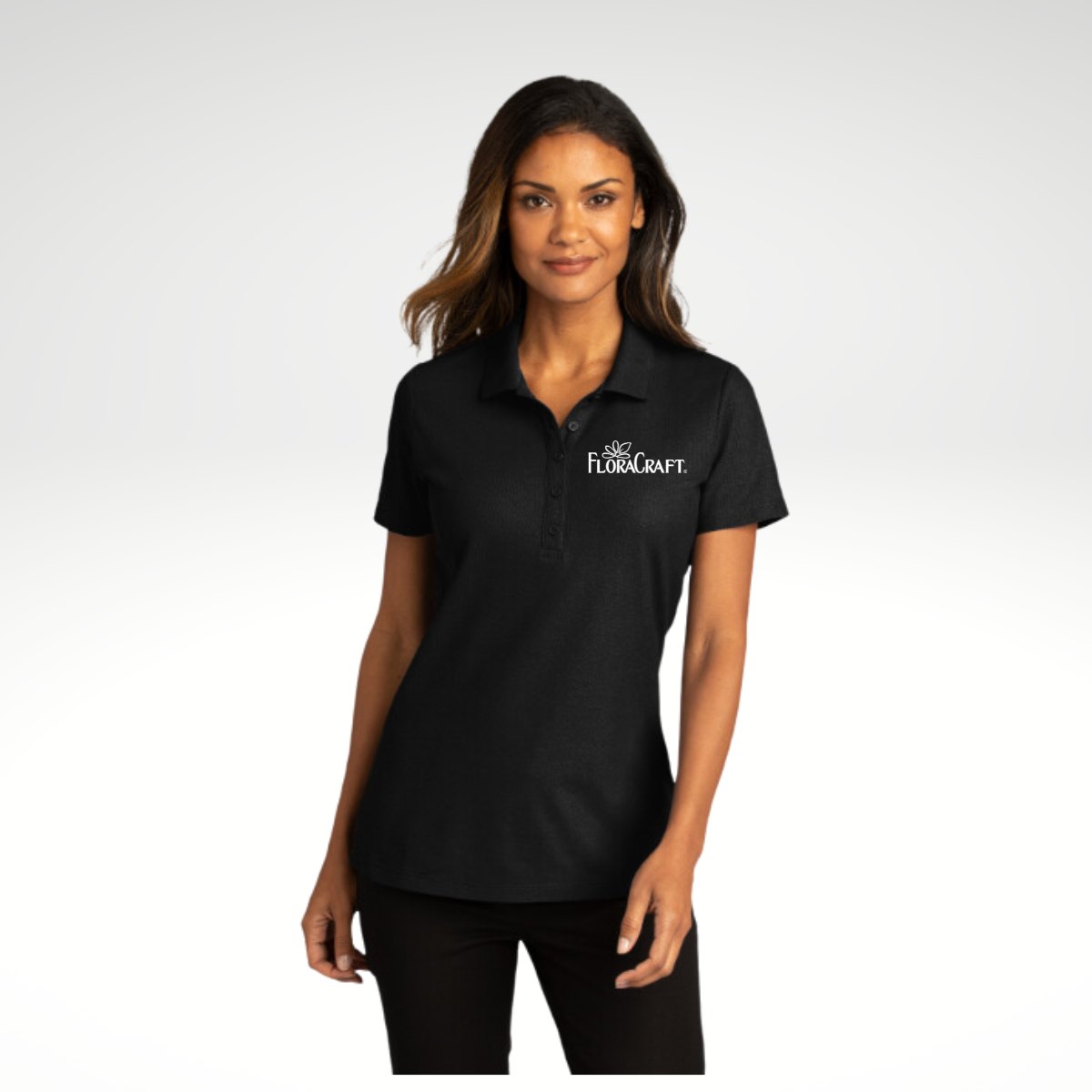 Port Authority® Ladies SuperPro React™ Polo in Deep Black - Embroidery
