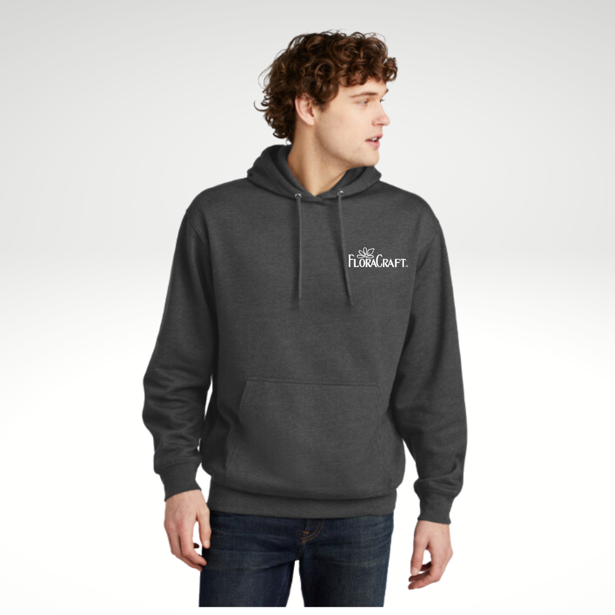 Port & Company® Fleece Pullover Hooded Sweatshirt in Dark Grey Heather - Heat Seal