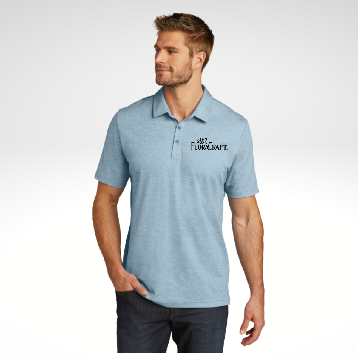 TravisMathew Oceanside Heather Polo in Allure Heather - Embroidery