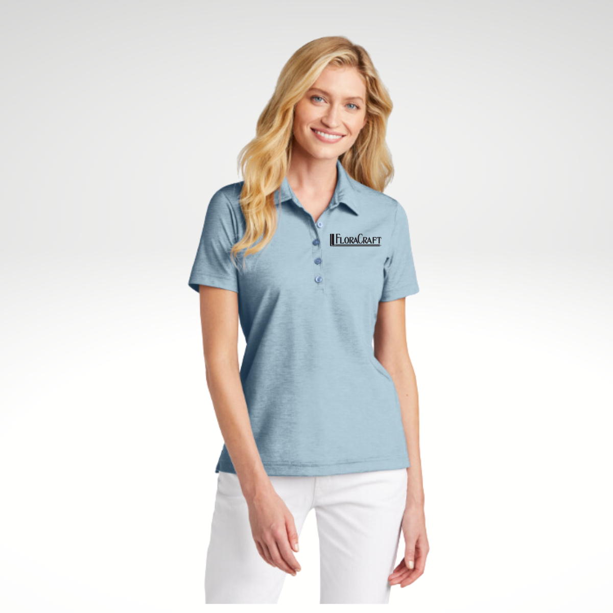 TravisMathew Ladies Oceanside Heather Polo in Allure Heather - Embroidery