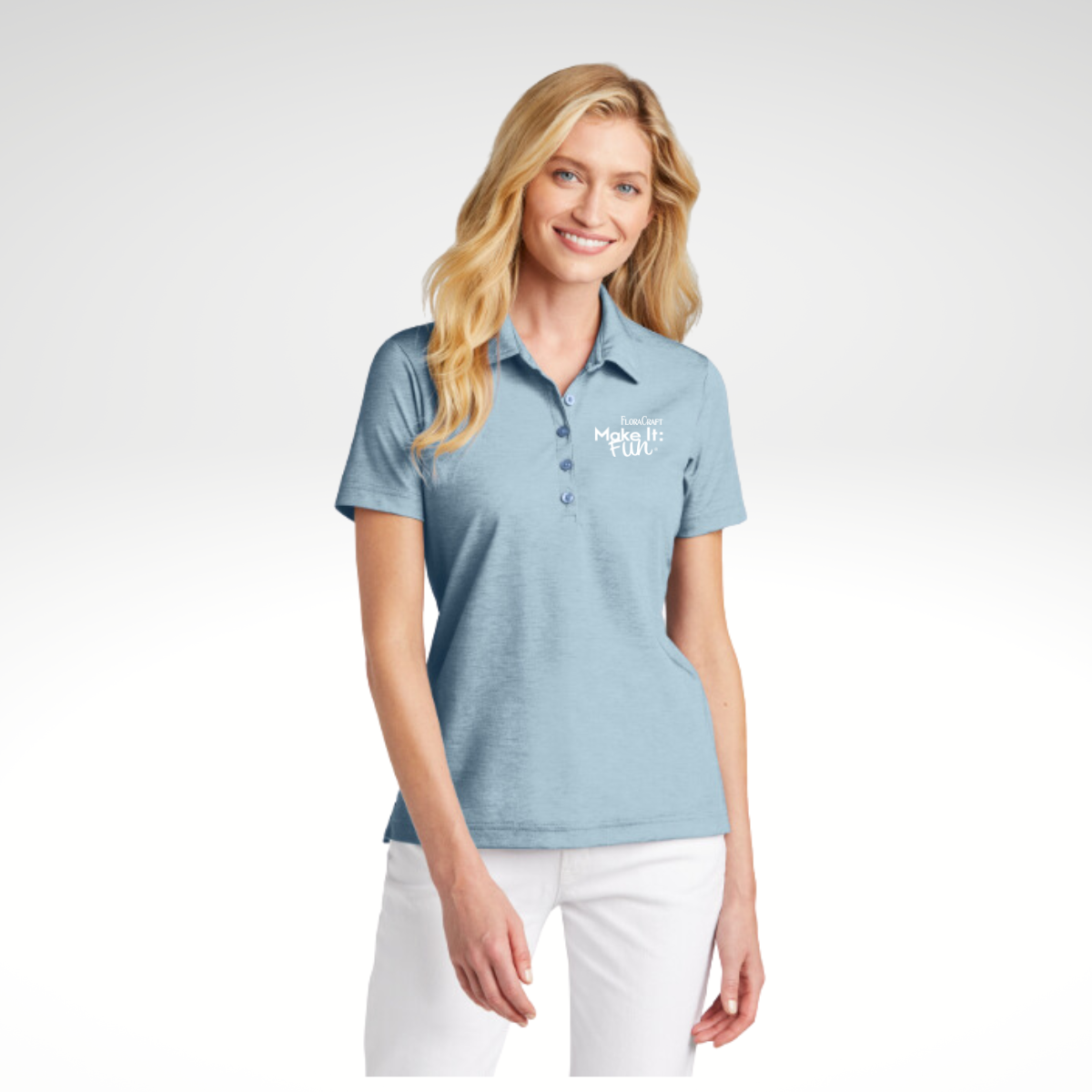 TravisMathew Ladies Oceanside Heather Polo in Allure Heather - Embroidery
