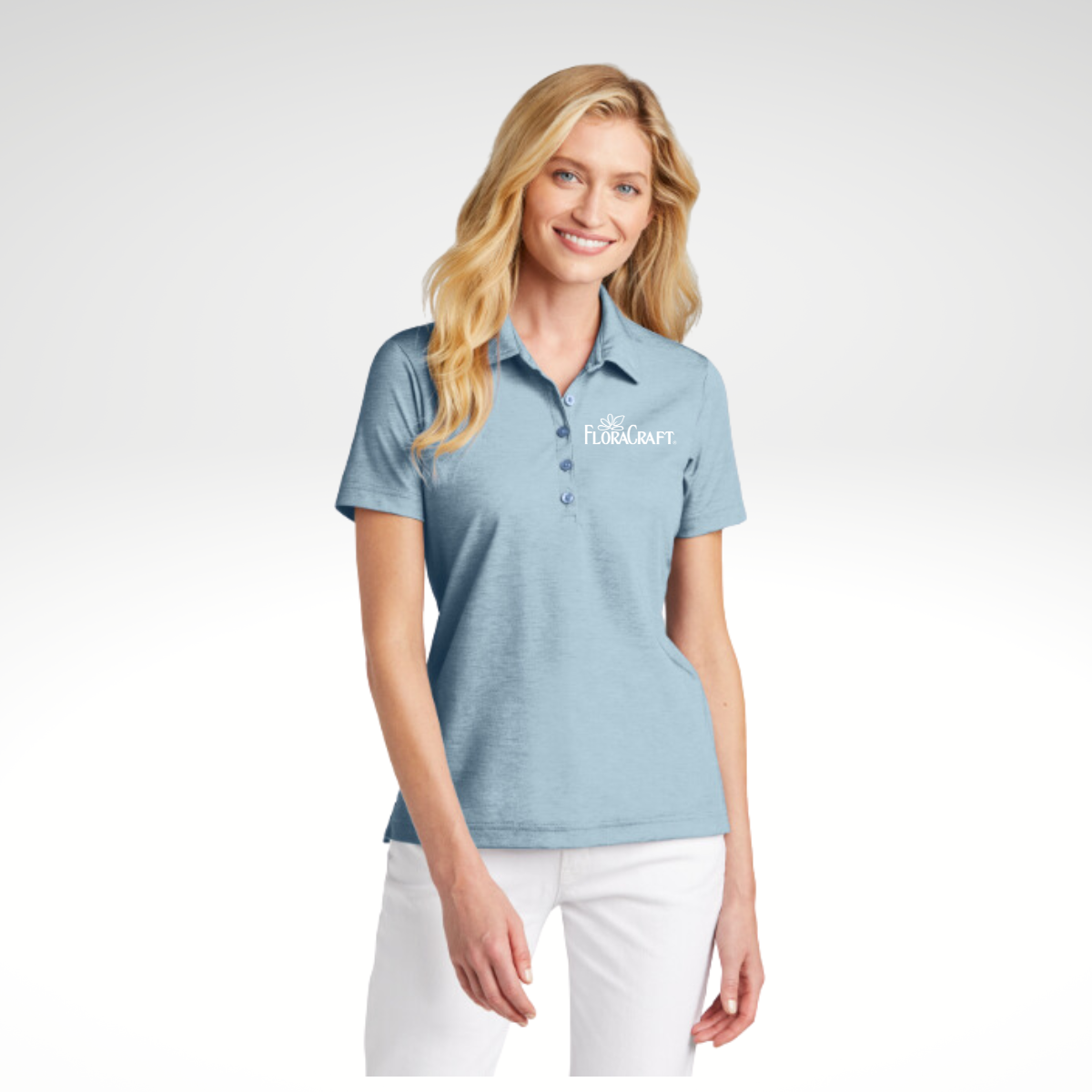 TravisMathew Ladies Oceanside Heather Polo in Allure Heather - Embroidery